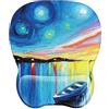 EooCoo Tappetino Mouse con Comodo Supporto per Il Polso, Gaming Mousepad Ergonomico con Poggiapolsi in Memory Foam, Resistente all'Usura, Ufficio Mouse Pad, Accessori Scrivania, Pittura a olio Barca