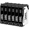 Hookink 18XL Cartucce Compatibili con Cartucce Epson 18 XL Nero per Expression Home XP-215 XP-205 XP-225 XP-212 XP-202 XP-325 XP-315 XP-305 XP-322 XP-312 XP-425 (6 Nero)