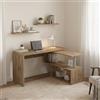 Dmora Scrivania Candido 50x120x75h cm Marrone Rovere 2 Ripiani Angolare, Modulabile Made in Italy