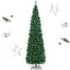 RELAX4LIFE Albero di Natale Slim 150/180/210/240 cm, Stretto e Alto, Rami Folti in PVC, Base in Metallo Pieghevole in Ferro,Albero Natale Artificiale Verde (210 cm)