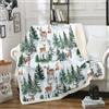 Homewish Coperta in pile con cervo, albero di Natale, rustica, per bambini, ragazzi, ragazze, coniglio, renna, alci, animali del bosco, coperta in pile Sherpa, decorazione natalizia per camera da