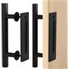 DBREAKS 30cm Maniglia per porta scorrevole, Maniglia Della Porta del Granaio, Maniglie per Porte Nere, maniglia per porta scorrevole esterno muro, maniglie per porta a soffietto da interno
