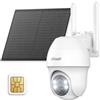 ieGeek 4G LTE Telecamera con SIM con Batteria, 2K 3MP Telecamera 4G con Pannello Solare, Telecamera Esterno Senza Fili, Rilevamento PIR, IP65, Visione Notturna a Colori, Allarmi acustici e luminosi