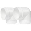 Repa Market Gomito in plastica per collegare tubi, condotti o tubi, diritto o flessibile, connettore di ventilazione tubo rotondo - a 90 gradi - 100 mm - Confezione da 2