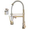 MOGFCT Rubinetto da cucina con spruzzatore estraibile ad arco alto maniglia singola molla lavello da cucina, oro