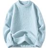 ERFMFKL Maglione da uomo in alpaca, a girocollo, tinta unita, a maniche lunghe, lavorato a maglia, Azzurro, M