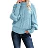 Generico Collo 𝐀lto Lana Donna Maglione da Donna con Collo Medio, Manica Lunga, Maglione Pullover in Tinta Unita a Maniche Lunghe Sottogiacca+Donna (Blue, XL)