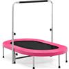 COSTWAY Trampolino Elastico da Interno ed Esterno, Tappetino Elastico Pieghevole per Adulti e Bambini con Maniglia Regolabile, Molle e Cuscinetto di Sicurezza, Trampolino Ovale per 2 Persone (Rosa)