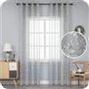 GIRASOLE HOME® Coppia Tende Antigua Semi Filtranti Effetto Lino Fantasia Magnolia Tenda per Interni 2 Pannelli con Occhielli (Grigio, 140x240cm)
