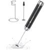 Maestri House Montalatte Ricaricabile con Supporto, Macchina per Schiuma Elettrica Portatile Impermeabile Rimovibile Frusta in Acciaio Inossidabile Miscelatore per Bevande Schiumatore per Latte, Cappu