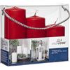 Villa Verde Confezione 3 candele a mocolo cm 6,8x12/15/18 - rosso