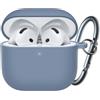 JETech Cover in Silicone per AirPods 4, con Portachiavi, Blu Alasca | Interno PC Rigido, Custodia Protezione Antiurto, LED Frontale Visibile