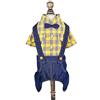 SMALLLEE_LUCKY_STORE - Vestiti per cani e gatti, in denim, con papillon a quadretti, per jeans, pantaloni, per cuccioli, taglia S, colore: Giallo