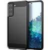 FORCELL CUSTODIA B-CASE TPU SILICONE COVER CASE PER SAMSUNG GALAXY S21 5G CARBON METAL BLACK