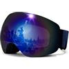 NENKI occhiali da sci per uomo e donna, maschera sci antiappannamento, occhiali da sci UV 400 senza montatura, adatti al casco da sci, OTG maschera snowboard