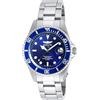 Invicta Pro Diver - Orologio da Uomo in Acciaio Inossidabile con Movimento al Quarzo, Argento/Blu - 37 mm
