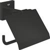 GROHE Portarotolo carta igienica GROHE Start Cube QuickFix con coperchio (metallo, montaggio a parete, fissaggio nascosto, viti e tasselli inclusi), 111 mm, con GROHE QuickGlue, nero opaco, 411022430
