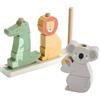 Fisher-Price - Animali in legno da impilare, 9 animali in legno a blocchi e una base, gioco a tema animali per stimolare la creatività, giocattolo per bambini, 12+ mesi, HXV04