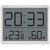 EMOS Termometro digitale da ambiente e igrometro con orologio da appoggio/appendere/supporto magnetico, display LCD con visualizzazione di valori minimi e massimi, data, sveglia, batteria inclusa,