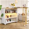 FC Moderno tavolo da bar estensibile e mobile,con spazio di archiviazione e luci LED , adatto a cucine, ristoranti e bistrot, 138-204×39×105 cm, Bianco