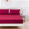 Jemiipee Lenzuola con Angoli in Tinta Unita, Letto Matrimoniale Maxi 180x200 cm - Lenzuola Sotto con Angoli Transpirante e Lavabile in Microfibra Morbida, Rosso Vino