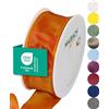Halbach Seidenbänder Nastro regalo di alta qualità con bordo in filo, larghezza 40 mm, lunghezza 25 m, certificato Öko-Tex 100, prodotto in Germania, colore: arancione scuro