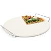 Relaxdays Pietra Refrattaria per Pizza, Vassoio in Cordierite, Ollare, Ø 33 cm, Manici in Metallo, Forno, Cucina, Beige