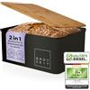 Leader Accessories Cestino per Pane a 2 Strati, Contenitore per Pane e Dolci in Bambù Naturale, Portapane con Coperchio Frontale a Ribalta, 2 strati, 50 * 37 * 25 cm