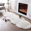 JXLOULAN Tappeto in finta pelliccia di pecora bianco, 80 x 180 cm, a pelo lungo, morbido tappeto decorativo per sedie, divano, camera da letto, cameretta dei bambini