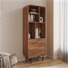 DEGHI Libreria 60x160h cm in legno di mango cannettato con 2 ante - Mumbai