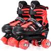 LOKJIJI Pattini a rotelle per bambini ragazze ragazzi principianti, 4 misure regolabili per bambina e bambino con ruote luminose, pattini a rotelle nero e blu per lo sport (Grande_36-40 EU)