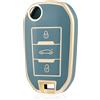 OFF WE GO Custodia Chiave Cover Chiave Guscio Chiavi per Peugeot 208 301 307 308 407 508 2008 3008 5008 Citroen C2 C3 C4 C5 C6 C4L C5 DS6 Coprichiave Macchina TPU Telecomando Auto, Oro Blu