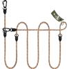 BLUZELLE Guinzaglio per Cani 3m Regolabile Corda, Guinzaglio Mani Libere per Cani Taglia Grande e Media, Guinzaglio Doppio, 2x Moschettone Grande, Nylon Riflettente & Accenti in Pelle, Colore:Marrone