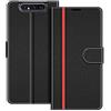 COODIO Custodia in Pelle per Samsung Galaxy A80, Cover a Libro Magnetica Portafoglio per Samsung Galaxy A80, Nero/Rosso