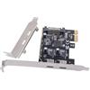CY Scheda CY USB3.1 Gen1 5Gbps Dual Type-C USB-C Femmina a PCI-E Express 1x Adattatore per scheda ASM1042 con staffa a basso profilo
