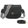 SIVENKE Borsa a tracolla da donna, piccola pelle PU, stile retrò, borsa a tracolla con 2 tracolla larga, Nero