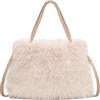 Ulisty Borsa da donna piccola pelliccia sintetica volpe pelliccia Tote Mini borsa a tracolla in peluche, Kaki chiaro., taglia unica