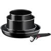 Tefal Ingenio Easy On set di 2 padelle 22/28 cm + 2 pentole 16/20 cm + manico rimovibile, pentole sostituibili, antiaderenti, rivestimento in titanio, segnale termico, lavabile in lavastoviglie, adatto al forno