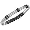 Breil, Collezione Loop, Triplo Bracciale Uomo in Acciaio con Cubic Zirconia Neri, Chiusura a Gioielleria, Lunghezza Regolabile