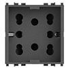 4 BOX PRESA SIDE BIPASSO E SCHUKO COMPATIBILE VIMAR ARKE GRIGIO 4B.V19.H21 [12131000]