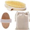 Generico Spazzola corpo a secco setole naturali Morbide di Cinghiale e Legno di Bambù MADE IN ITALY - Rimuove Cellulite e pelle morta con Massaggio Scrub esfoliante Dry Brush - Idea Regalo Con Sacchetto