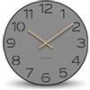 Cander Berlin MNU 2640 Y XXL Orologio da parete silenzioso, 40 cm, senza ticchettio, analogico, soggiorno, moderno, vintage, grigio, nero, lancette in legno