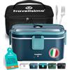 TRAVELISIMO Scaldavivande Elettrico Portatile Extra Grande 1,8L 100W Portapranzo Riscaldabile Portatile, 220V/12V/24V Porta Pranzo Riscaldabile per Viaggio e Lavoro, Porta Pranzo Termico