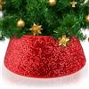 Gosknor Collare per Albero di Natale, Gonna per Albero di Natale con Paillettes Glitterate Anello per Albero di Natale Copertura per Base Albero per Decorazioni per Albero di Natale (Rosso)