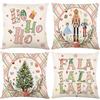 Bseical 4 Pezzi Cuscini Natalizi per Letto, Federe Cuscino Divano 45x45cm Natale, Federa di Natale Beige, Decorazioni Natalizie Lino, Decorazione Natalizia per la Casa Addobbi Soggiorno Sedia Decorativi (F)