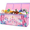 decalsweet Scatola di Giocattoli Large con Coperchio Ribalta per Bambini, Contenitore Porta Giochi Pieghevole Oxford, Baule Portagiochi Impermeabile Robusto per Ragazze Ragazzi, 96×32×40cm (Unicorno Fantasia)