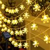 Micacorn Catena Luminosa Solare, Luci Stringa Natalizie Solari Fiocco di Neve 12 Metro 8 Modalità 100 LED Solare Impermeabile Luci Stringa per Esterno Case Giardini Decorazioni Natalizie Feste