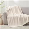 Snuggle Sac Coperta in filato di piume, per divano, ultra morbida e calda, reversibile, lavorata a maglia, per letto o divano, leggera, da viaggio, per letto singolo, 127 x 153 cm, color crema avorio
