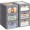 Lifewit 6 Pezzi Scatole per Armadio Rigide con Struttura in Metallo, Organizer Armadio con Finestra Trasparente, Pieghevole, Contenitori per Armadio Impilabili per Vestiti, Trapunte, Piumone, 25L