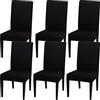 NFYUEBUC Coprisedie con Schienale 6 Pezzi, Elasticizzato Universali Antimacchia Coprisedia Modern Lavabile Decorativo Copri Sedie per Soggiorno Casa, Ristorante, Hotel (Nero)